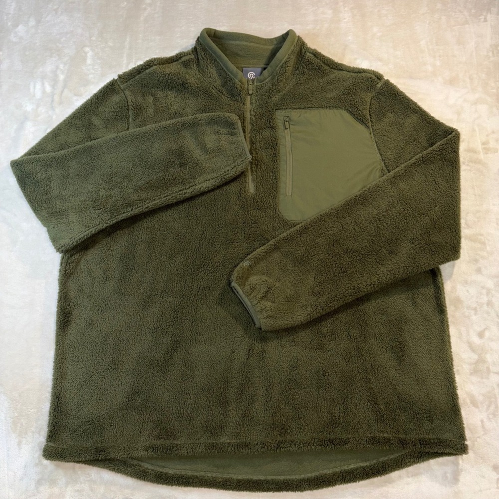 Champion C9 Mens Olive Green Sherpa Fleece Quarter Zip Pullover XXL 2517